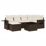 vidaXL Salon de jardin avec coussins 7 Pièces marron résine tressée