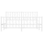 vidaXL Cadre de lit métal sans matelas et pied de lit blanc 160x200 cm
