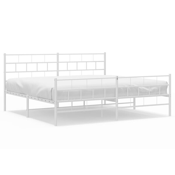 vidaXL Cadre de lit métal avec tête de lit/pied de lit blanc 183x213cm