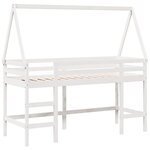 vidaXL Lit superposé et échelle et toit blanc 90x200cm bois pin massif
