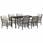 vidaXL Ensemble de salle à manger pour jardin 7 Pièces Noir Poly rotin