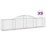 vidaXL Paniers à gabions arqués 9 Pièces 300x30x60/80 cm Fer galvanisé