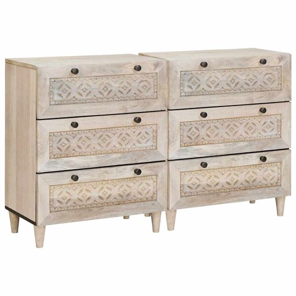 vidaXL Buffet 2 Pièces Blanc 60 x 33 x 75 cm bois de manguier massif