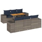 vidaXL Salon de jardin avec coussins 7 Pièces gris résine tressée