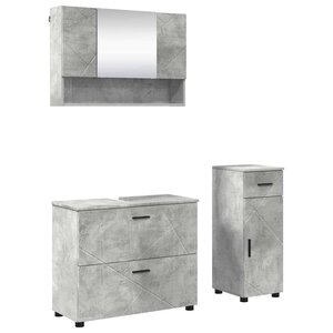 vidaXL Ensemble de mobilier de salle de bain 3 Pièces Gris béton
