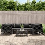 vidaXL Salon de jardin 7 Pièces avec coussins anthracite acier