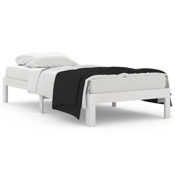 vidaXL Cadre de lit Blanc Bois massif 90x190 cm Simple