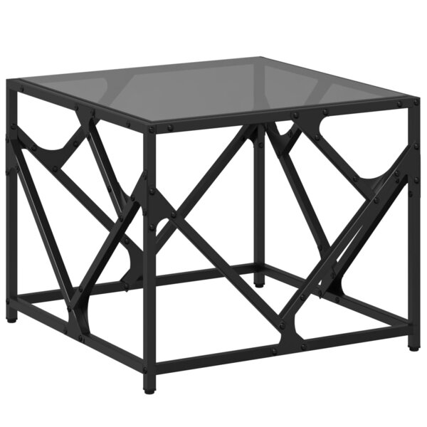 vidaXL Table basse avec dessus en verre noir 50x50x41 cm acier