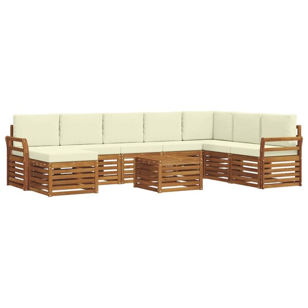 vidaXL Ensemble de canapés d'extérieur 9 pc Naturel et Crème