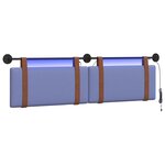 vidaXL Tête de lit suspendue Avec lumière LED Bleu denim PU antique