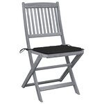 vidaXL Chaises pliables d'extérieur lot de 2 et coussins Bois d'acacia