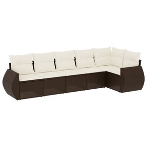 vidaXL Salon de jardin avec coussins 6 Pièces marron résine tressée