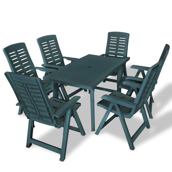 vidaXL Ensemble à manger d'extérieur 7 Pièces Plastique Vert