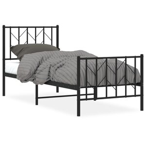 vidaXL Cadre de lit métal sans matelas avec pied de lit noir 80x200 cm