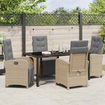 vidaXL Ensemble de salle à manger pour jardin 5 Pièces Beige polyrotin