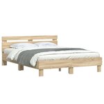 vidaXL Cadre de lit avec LED Sonoma 152 x 203 cm Bois d'ingénierie