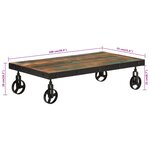 vidaXL Table basse roulettes bois de récupération massif 100x55x26 cm