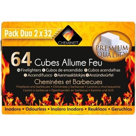 CHEMINETT Allume feu Prenium Quality en paraffine - 64 cubes