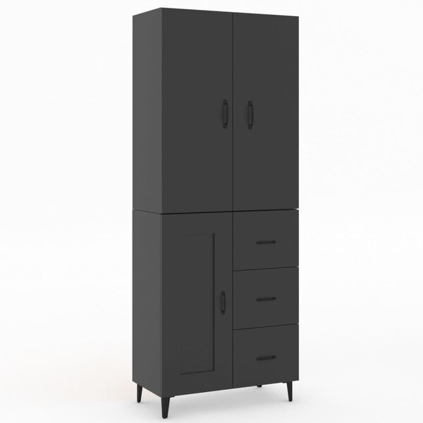 vidaXL Buffet haut Noir 69 5x34x180 cm Bois d'ingénierie