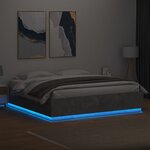 vidaXL Cadre de lit avec LED sans matelas gris béton 200x200 cm
