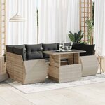 vidaXL Salon de jardin avec coussins 7 Pièces gris clair résine tressée