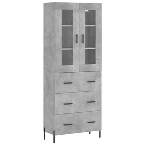 vidaXL Buffet haut Gris béton 69 5x34x180 cm Bois d'ingénierie