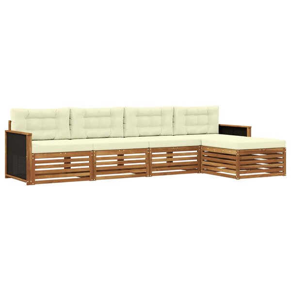 vidaXL Ensemble de canapés d'extérieur 5 pc Naturel et Crème Polyester