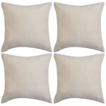 vidaXL Housse de coussin 4 Pièces 50 x 50 cm Polyester Faux Daim Beige