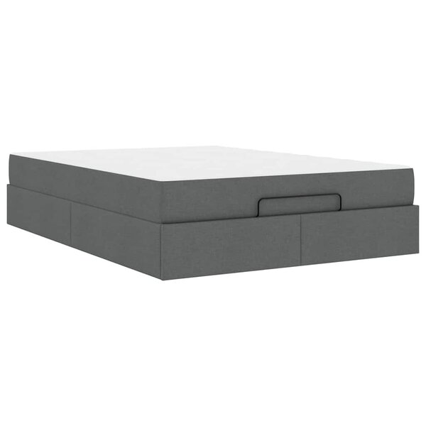 vidaXL Cadre de lit avec stockage Gris foncé 160 x 200 cm tissu