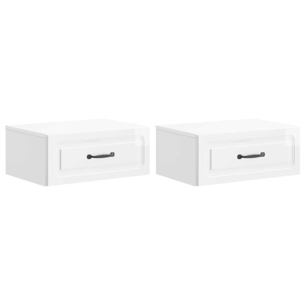 vidaXL Cabinet de chevet mural 2 Pièces Blanc brillant 49 x 34 5 x 20 cm