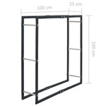 vidaXL Portant de bois de chauffage Noir 100x25x100 cm Acier