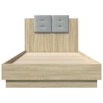 vidaXL Cadre de lit tête de lit et lumières LED chêne sonoma 90x200 cm