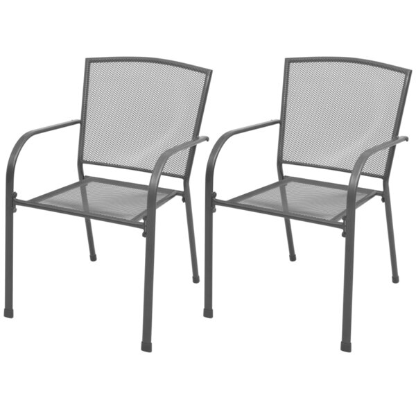 vidaXL Chaises empilables de jardin lot de 2 Acier Gris