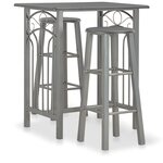 vidaXL Ensemble de bar 3 Pièces Bois et acier Anthracite