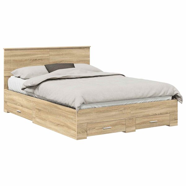 vidaXL Cadre de lit Chêne Sonoma 140 x 200 cm Bois d'ingénierie