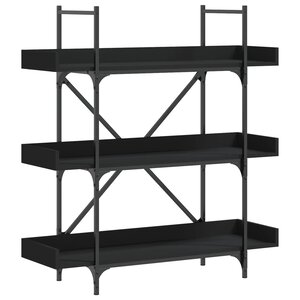 vidaXL Bibliothèque à 3 niveaux noir 100x33x108 5 cm bois d'ingénierie