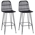 vidaXL Tabouret de bar 2 Pièces Noir 44 x 55 x 109 cm Rattan et Acier