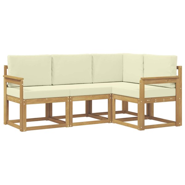 vidaXL Ensemble de canapés d'extérieur 4 pc Blanc et crème