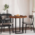 vidaXL Plateau de table Marron foncé Ø 80 x 4 cm Chêne massif