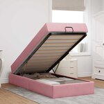 vidaXL Cadre de lit avec matelas Rose 90 x 200 cm Velours