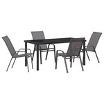 vidaXL Ensemble de salle à manger pour jardin 5 Pièces Gris et Noir