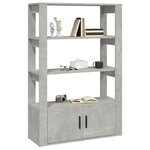 vidaXL Buffet Gris béton 80x30x119 5 cm Bois d'ingénierie