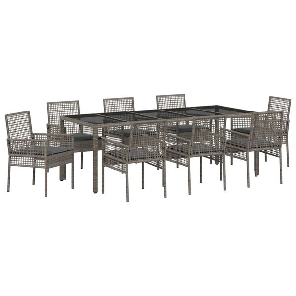vidaXL Ensemble de salle à manger pour jardin 9 Pièces Gris Poly rotin