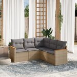 vidaXL Salon de jardin avec coussins 5Pièces mélange beige résine tressée