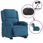 vidaXL Fauteuil inclinable de massage électrique bleu velours