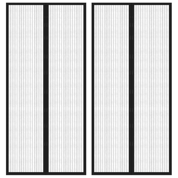 vidaXL Rideaux de porte anti-insectes 2 Pièces avec aimants noir 210x90cm