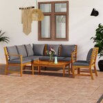 vidaXL Salon de jardin 5 Pièces avec coussin Bois d'acacia solide