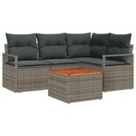 vidaXL Ensemble de canapé de jardin 5 Pièces Gris