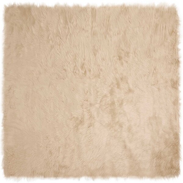 vidaXL Tapis en fausse Tafalla Beige 120 x 120 cm Polyester