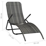 vidaXL Chaise longue pliable Résine tressée Gris